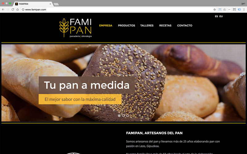Diseño del sitio web para la panificadora y escuela del pan Famipan.